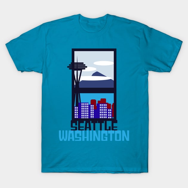 Seattle Skyline T-Shirt T-Shirt by Clever City Creations